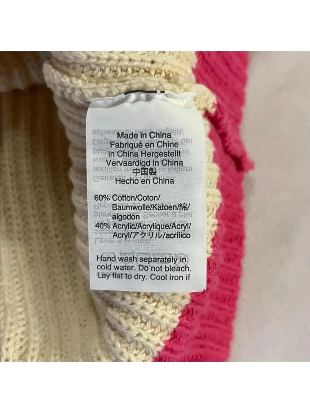 The Reeds x J.Crew Mock Neck Colorblock Sweater XXS Pink Cream Rib Knit
